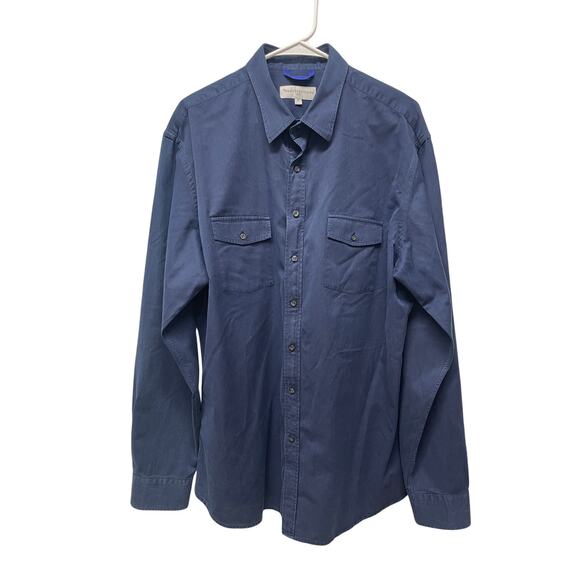 Teddy Stratford The Zip Fit Button down shirt navy blue size 6/XXL - Picture 1 of 8